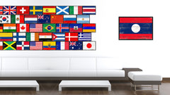 Laos Country National Flag Vintage Canvas Print with Picture Frame Home Decor Wall Art Collection Gift Ideas