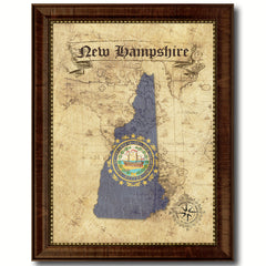 New Hampshire State Vintage Map Home Decor Wall Art Office Decoration Gift Ideas