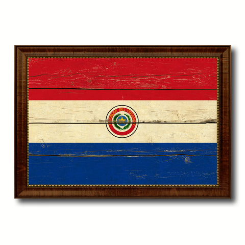 Paraguay Country Flag Vintage Canvas Print with Brown Picture Frame Home Decor Gifts Wall Art Decoration Artwork