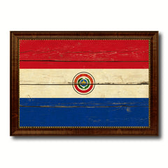 Paraguay Country Flag Vintage Canvas Print with Brown Picture Frame Home Decor Gifts Wall Art Decoration Artwork