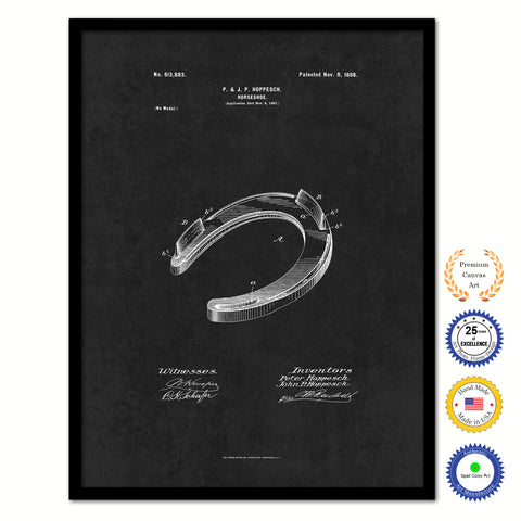 1898 Cowboy Horseshoe Vintage Patent Artwork Black Framed Canvas Home Office Decor Great for Cowboy Cowgirl Horseback Rider