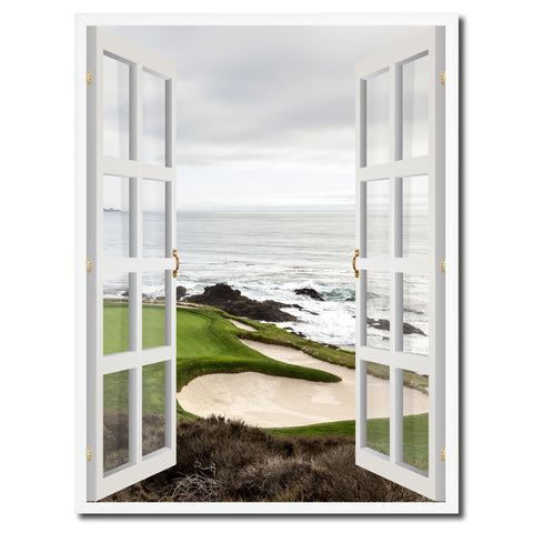 Pebble Beach California Golf Course Picture French Window Canvas Print with Frame Gifts Home Decor Wall Art Collection