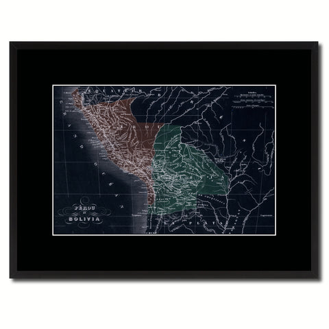 Peru Bolivia Vintage Vivid Color Map Canvas Print, Picture Frame Home Decor Wall Art Office Decoration Gift Ideas
