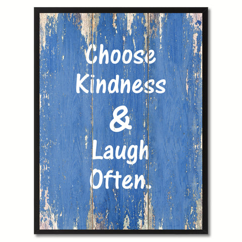 Choose Kindness & Laugh Often Saying Canvas Print, Black Picture Frame Home Decor Wall Art Gifts