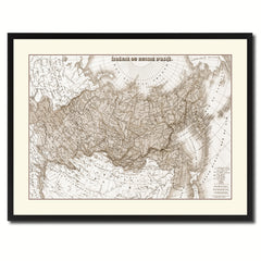 Russia Siberia Vintage Sepia Map Canvas Print, Picture Frame Gifts Home Decor Wall Art Decoration