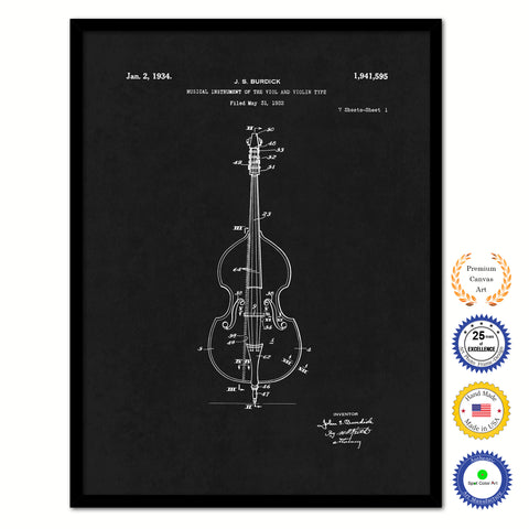 1934 Violin Old Patent Art Print on Canvas Custom Framed Vintage Home Decor Wall Decoration Great for Gifts
