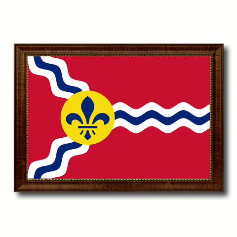 St Louis City Missouri State Flag Canvas Print Brown Picture Frame