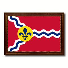 St Louis City Missouri State Flag Canvas Print Brown Picture Frame