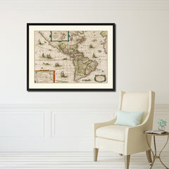 America Vintage Antique Map Wall Art Home Decor Gift Ideas Canvas Print Custom Picture Frame