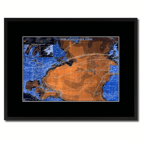 North Atlantic Telegraph Lines Stieler Vintage Vivid Color Map Canvas Print, Picture Frame Home Decor Wall Art Office Decoration Gift Ideas