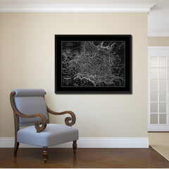 Poland Prussia Germany Vintage Monochrome Map Canvas Print, Gifts Picture Frames Home Decor Wall Art