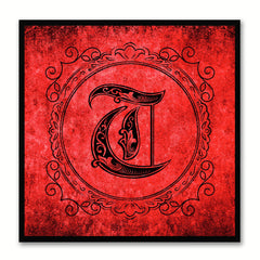 Alphabet T Red Canvas Print Black Frame Kids Bedroom Wall Décor Home Art