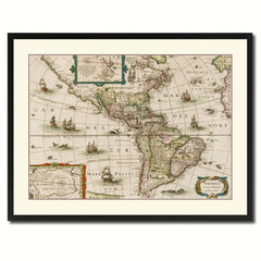 America Vintage Antique Map Wall Art Home Decor Gift Ideas Canvas Print Custom Picture Frame