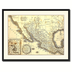 Mexico Vintage Antique Map Wall Art Home Decor Gift Ideas Canvas Print Custom Picture Frame