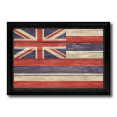 Hawaii State Flag Texture Canvas Print with Black Picture Frame Home Decor Man Cave Wall Art Collectible Decoration Artwork Gifts