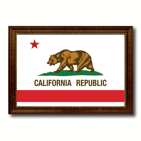 California Flag Gifts Home Decor Wall Art Canvas Print with Custom Picture Frame