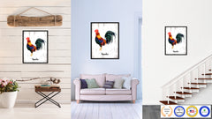 Rooster Bird Canvas Print, Black Picture Frame Gift Ideas Home Decor Wall Art Decoration