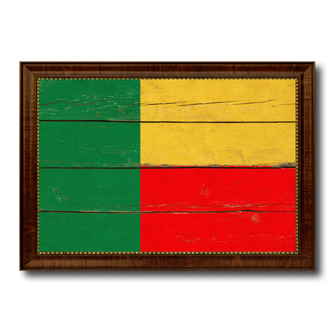 Benin Country Flag Vintage Canvas Print with Brown Picture Frame Home Decor Gifts Wall Art Decoration Artwork