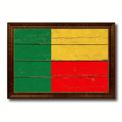 Benin Country Flag Vintage Canvas Print with Brown Picture Frame Home Decor Gifts Wall Art Decoration Artwork