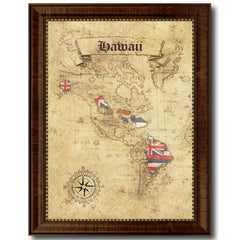 Hawaii State Vintage Map Home Decor Wall Art Office Decoration Gift Ideas