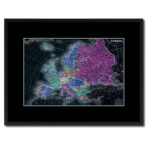 Europe Vintage Vivid Color Map Canvas Print, Picture Frame Home Decor Wall Art Office Decoration Gift Ideas