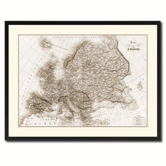 Europe Vintage Sepia Map Canvas Print, Picture Frame Gifts Home Decor Wall Art Decoration