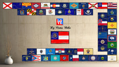 Georgia State Flag Vintage Canvas Print with Black Picture Frame Home DecorWall Art Collectible Decoration Artwork Gifts