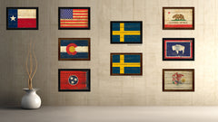 Sweden Country Flag Vintage Canvas Print with Black Picture Frame Home Decor Gifts Wall Art Decoration Artwork