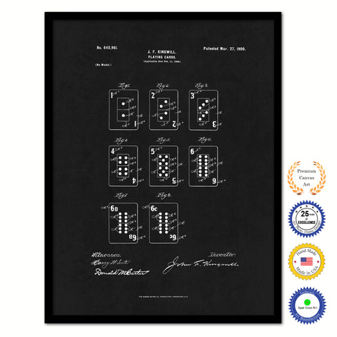 1900 Playing Cards Old Patent Art Print on Canvas Custom Framed Vintage Home Decor Wall Decoration Great for Gifts