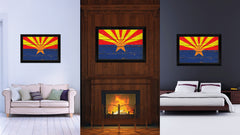 Arizona State Vintage Flag Canvas Print with Black Picture Frame Home Decor Man Cave Wall Art Collectible Decoration Artwork Gifts