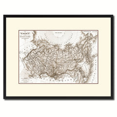 Siberia Russia Vintage Sepia Map Canvas Print, Picture Frame Gifts Home Decor Wall Art Decoration