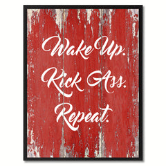 Wake Up Repeat Funny Quote Saying Gift Ideas Home Décor Wall Art