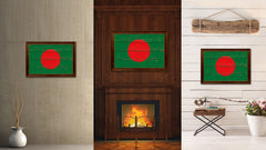 Bangladesh Country Flag Vintage Canvas Print with Brown Picture Frame Home Decor Gifts Wall Art Decoration Artwork