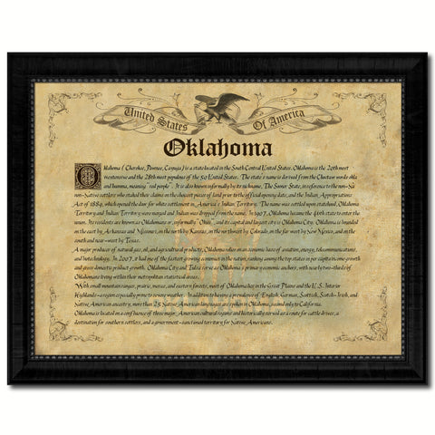 Oklahoma State Vintage Map Gifts Home Decor Wall Art Office Decoration