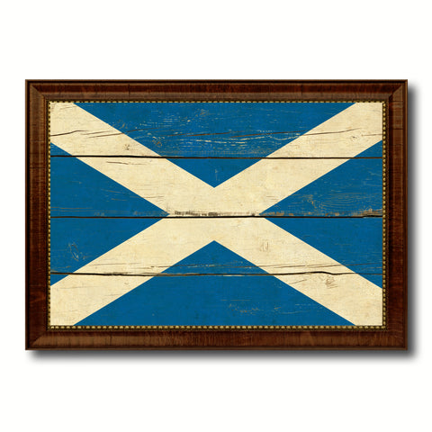 Scotland Country Flag Vintage Canvas Print with Brown Picture Frame Home Decor Gifts Wall Art Decoration Artwork