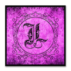 Alphabet L Purple Canvas Print Black Frame Kids Bedroom Wall Décor Home Art