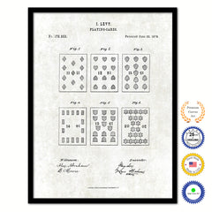 1876 Playing Cards Poker Game Old Patent Art Print on Canvas Custom Framed Vintage Home Decor Wall Decoration Great for Gifts
