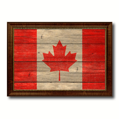 Canada Country Flag Texture Canvas Print with Brown Custom Picture Frame Home Decor Gift Ideas Wall Art Decoration