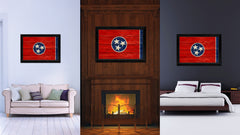 Tennessee State Flag Texture Canvas Print with Black Picture Frame Home Decor Man Cave Wall Art Collectible Decoration Artwork Gifts