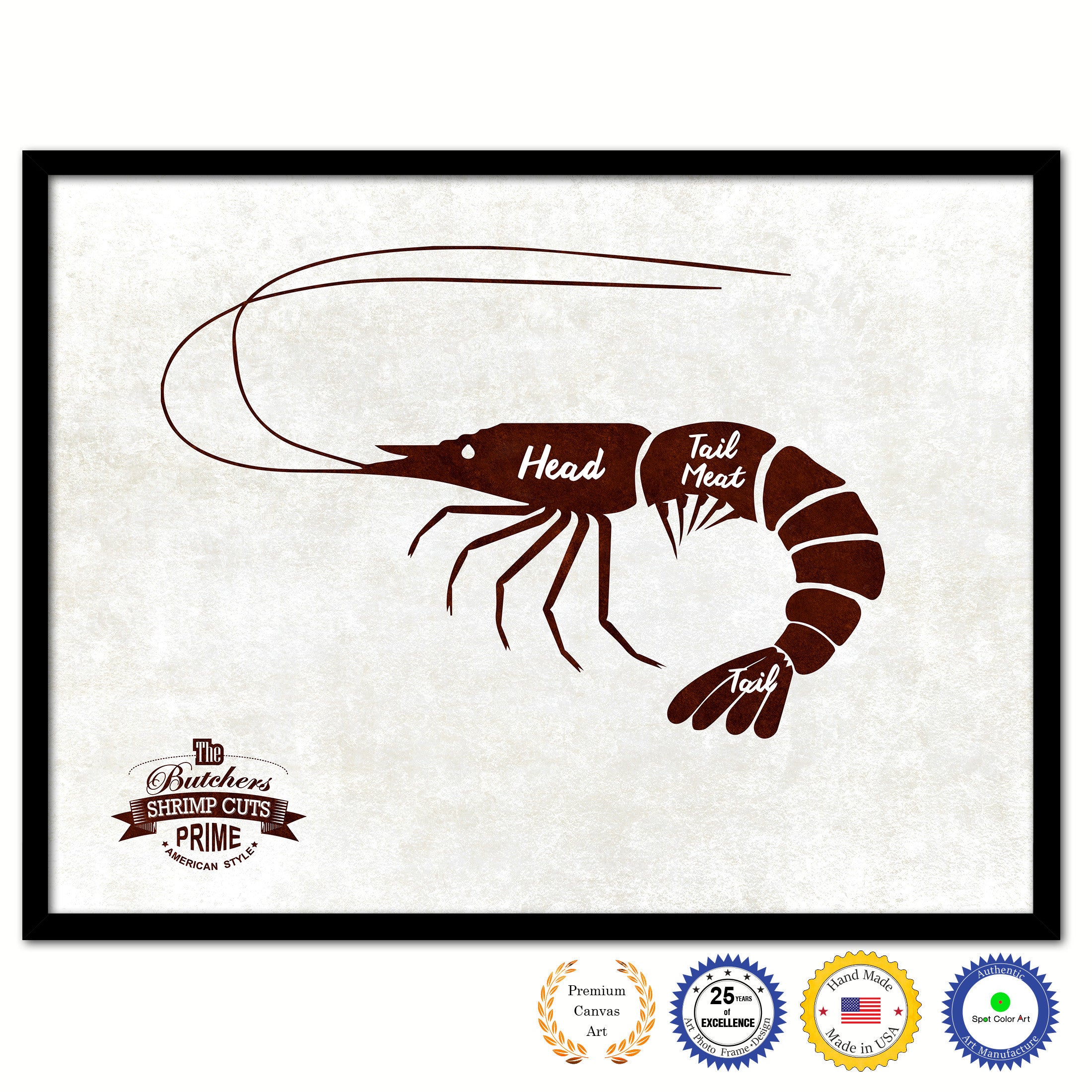 Shrimp Meat Cuts Butchers Chart Canvas Print Picture Frame Home Decor Wall Art Gifts