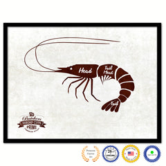 Shrimp Meat Cuts Butchers Chart Canvas Print Picture Frame Home Decor Wall Art Gifts