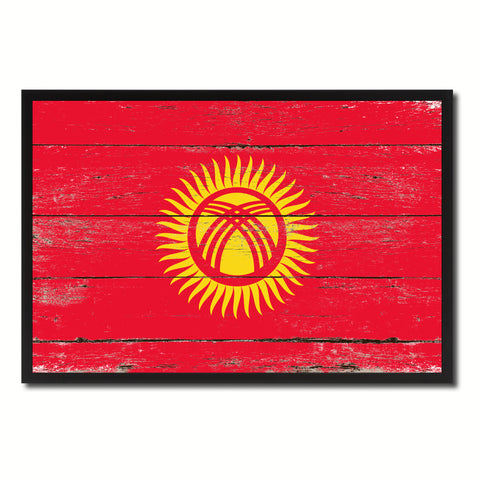 Kyrgyzstan Country National Flag Vintage Canvas Print with Picture Frame Home Decor Wall Art Collection Gift Ideas