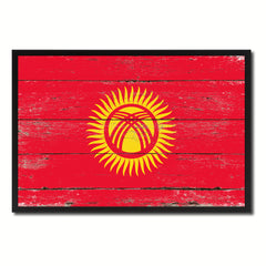 Kyrgyzstan Country National Flag Vintage Canvas Print with Picture Frame Home Decor Wall Art Collection Gift Ideas