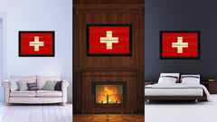 Switzerland Country Flag Vintage Canvas Print with Black Picture Frame Home Decor Gifts Wall Art Decoration Artwork