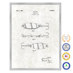 1964 Fishing lure Old Patent Art Print on Canvas Custom Framed Vintage Home Decor Wall Decoration Great for Gifts