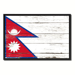 Nepal Country National Flag Vintage Canvas Print with Picture Frame Home Decor Wall Art Collection Gift Ideas