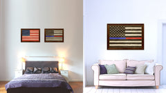 Thin Blue Line Police & Thin Red Line Firefighter Respect & Honor Law Enforcement First Responder American USA Flag Texture Canvas Print with Picture Frame Home Decor Wall Art