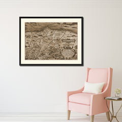 Germany Bavaria Vintage Sepia Map Canvas Print, Picture Frame Gifts Home Decor Wall Art Decoration