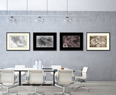 Greece Vintage B&W Map Canvas Print, Picture Frame Home Decor Wall Art Gift Ideas