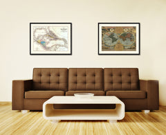 West Indies Caribbean Vintage Antique Map Wall Art Home Decor Gift Ideas Canvas Print Custom Picture Frame